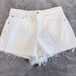 J. Crew White Frayed Jean Shorts